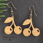 boucles d'oreilles cerises bois chêne