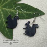 boucles d'oreilles ecureuil cuir noir