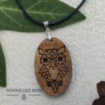 collier hiboux chouette bois chêne