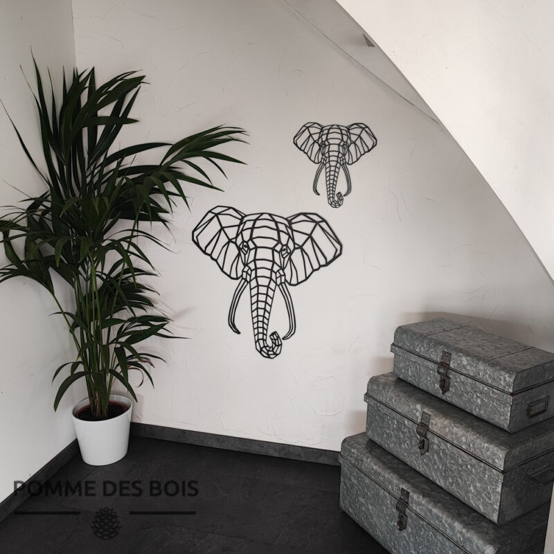 Tableau elephant Savane noir