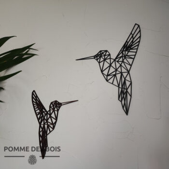 tableau colibri bois noir