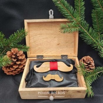 noeud papillon bois moustache