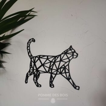 Un chat de profil qui marche en origami.