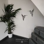 Un colibri de profil en origami.