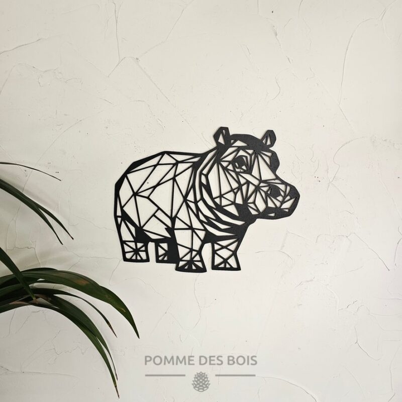 Un hippopotame de face en origami.