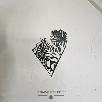 Des coraux dans un cadre en triangle.