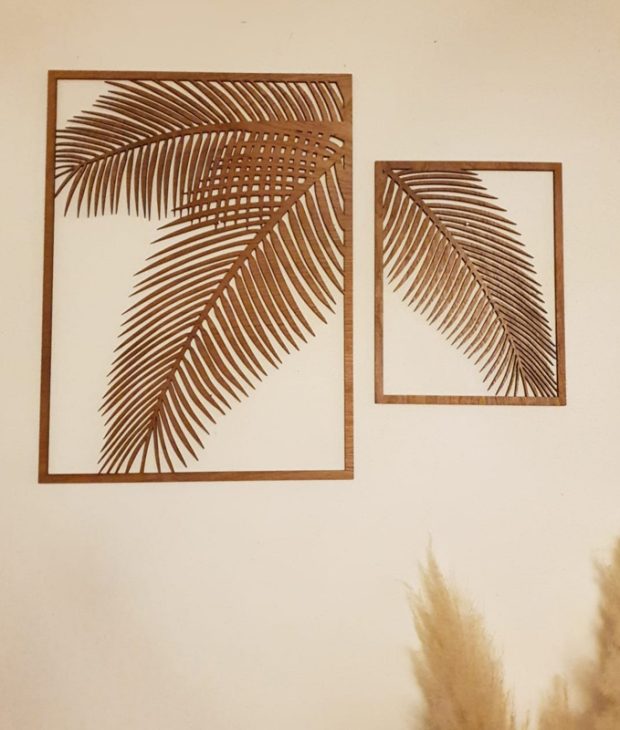 Dyptique palmier bois fait main